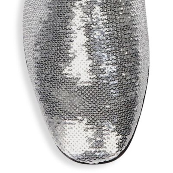 Diane von Furstenberg Leiden Metallic Flat Loafer Silver Evening Dress Shoes 9 - Picture 6 of 12